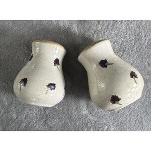 Hand Painted Ceramic Salt & Pepper Shakers Floral Rustic Farmhouse KIC Set